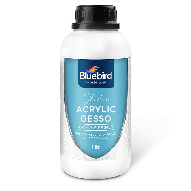 BLUEBIRD Studio Acrylic Gesso - Liquid Gesso Primer for Arylic Painting, Surface Prep Medium (White, 33.8 Fl Oz) - Image 1